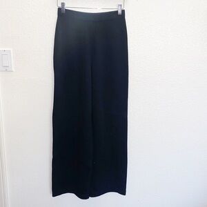 St. John Caviar Black Wide Leg Pull On Pants